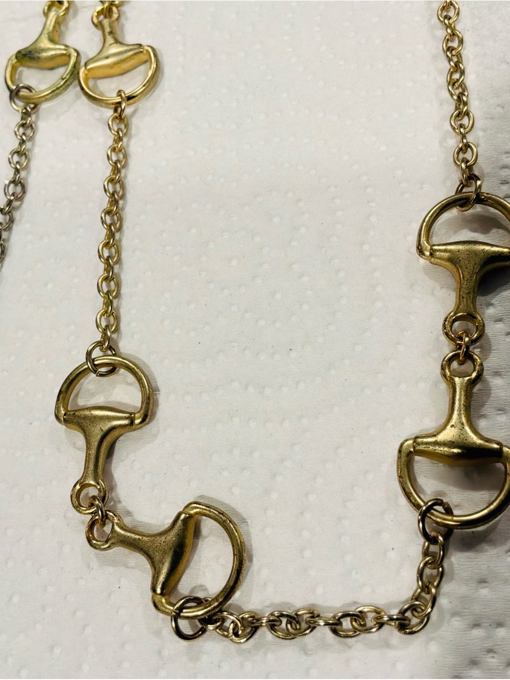 Gold-Tone Horsebit Link Necklace Vintage Hornash - Picture 5 of 7
